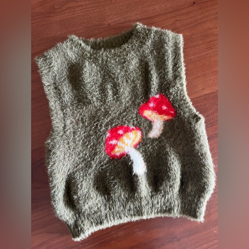 Forever 21 Olive Fuzzy Sweater Vest